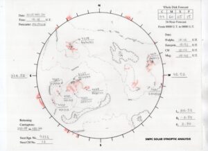 太陽外観図(NOAA)※予報官さんの手書き