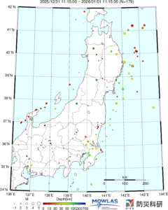 東北から関東の最新地震分布
