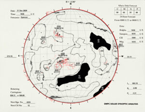 太陽外観図(NOAA)※予報官さんの手書き