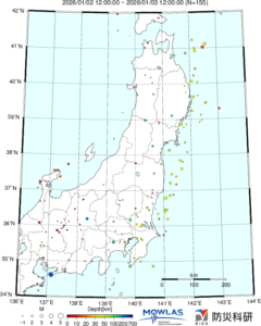 東北から関東の最新地震分布