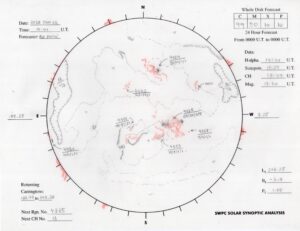 太陽外観図(NOAA)※予報官さんの手書き