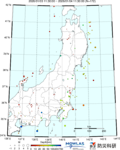東北から関東の最新地震分布