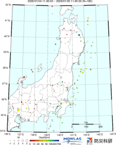 東北から関東の最新地震分布