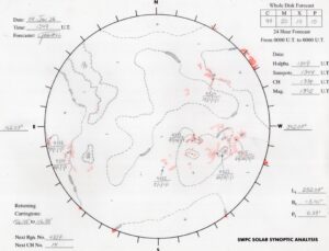 太陽外観図(NOAA)※予報官さんの手書き