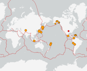 世界最新地震分布(USGS)