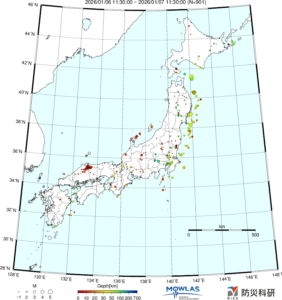 日本全域の最新地震分布