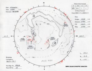 太陽外観図(NOAA)※予報官さんの手書き