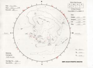 太陽外観図(NOAA)※予報官さんの手書き