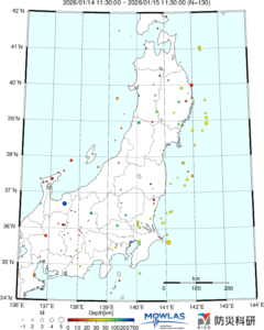 東北から関東の最新地震分布