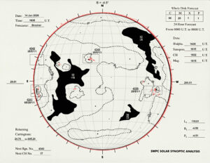 太陽外観図(NOAA)※予報官さんの手書き