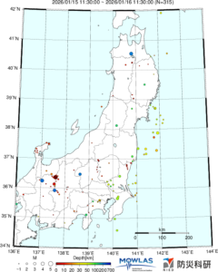 東北から関東の最新地震分布
