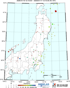 東北から関東の最新地震分布