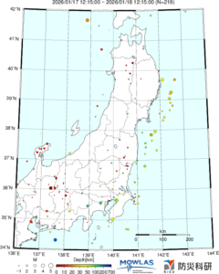 東北から関東の最新地震分布