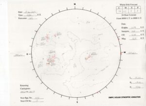 太陽外観図(NOAA)※予報官さんの手書き