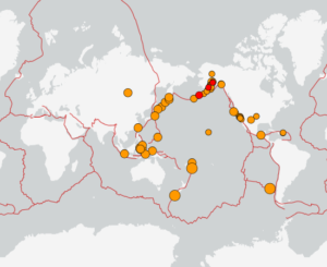 世界最新地震分布(USGS)