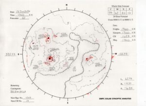 太陽外観図(NOAA)※予報官さんの手書き