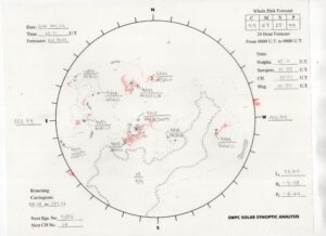 太陽外観図(NOAA)※予報官さんの手書き