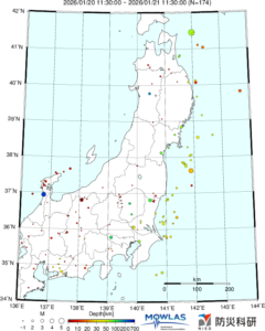 東北から関東の最新地震分布