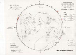 太陽外観図(NOAA)※予報官さんの手書き