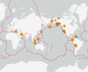 世界最新地震分布(USGS)