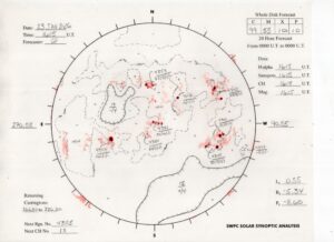 太陽外観図(NOAA)※予報官さんの手書き