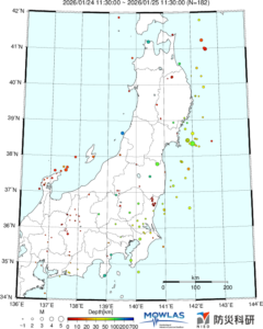 東北から関東の最新地震分布