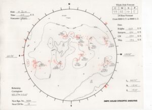太陽外観図(NOAA)※予報官さんの手書き