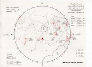 太陽外観図(NOAA)※予報官さんの手書き