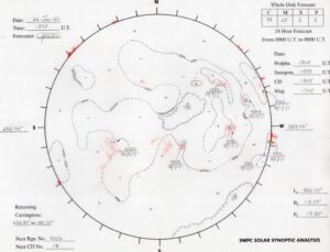 太陽外観図(NOAA)※予報官さんの手書き