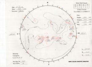 太陽外観図(NOAA)※予報官さんの手書き