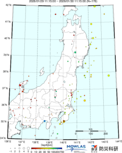 東北から関東の最新地震分布