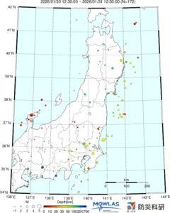 東北から関東の最新地震分布
