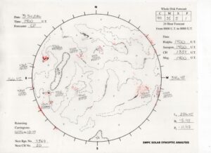 太陽外観図(NOAA)※予報官さんの手書き