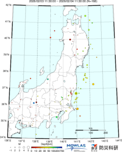 東北から関東の最新地震分布