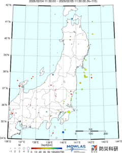 東北から関東の最新地震分布