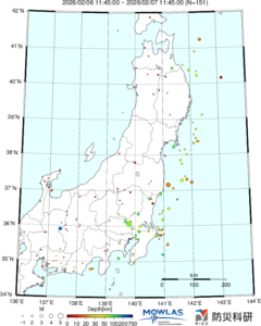 東北から関東の最新地震分布