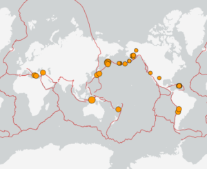 世界最新地震分布(USGS)
