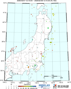 東北から関東の最新地震分布