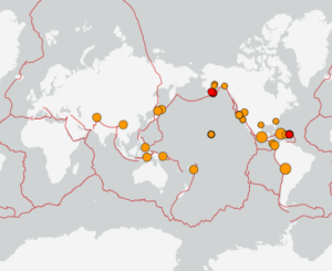 世界最新地震分布(USGS)