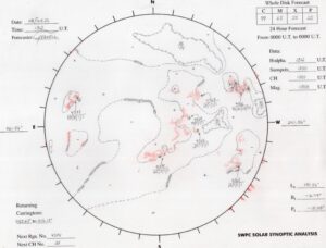 太陽外観図(NOAA)※予報官さんの手書き