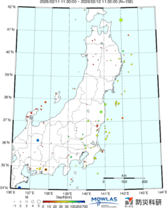 東北から関東の最新地震分布
