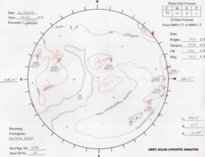 太陽外観図(NOAA)※予報官さんの手書き
