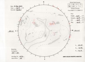 太陽外観図(NOAA)※予報官さんの手書き