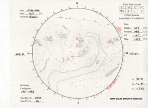太陽外観図(NOAA)※予報官さんの手書き