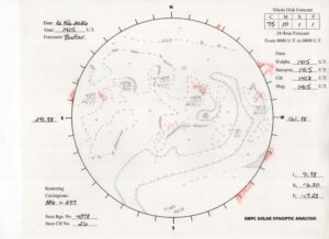太陽外観図(NOAA)※予報官さんの手書き
