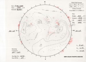 太陽外観図(NOAA)※予報官さんの手書き