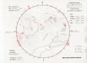 太陽外観図(NOAA)※予報官さんの手書き