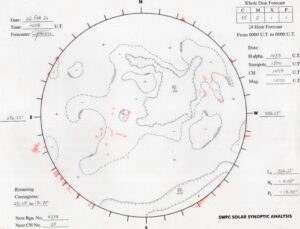 太陽外観図(NOAA)※予報官さんの手書き