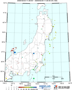 東北から関東の最新地震分布