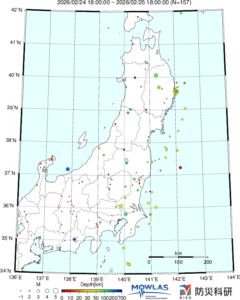 東北から関東の最新地震分布